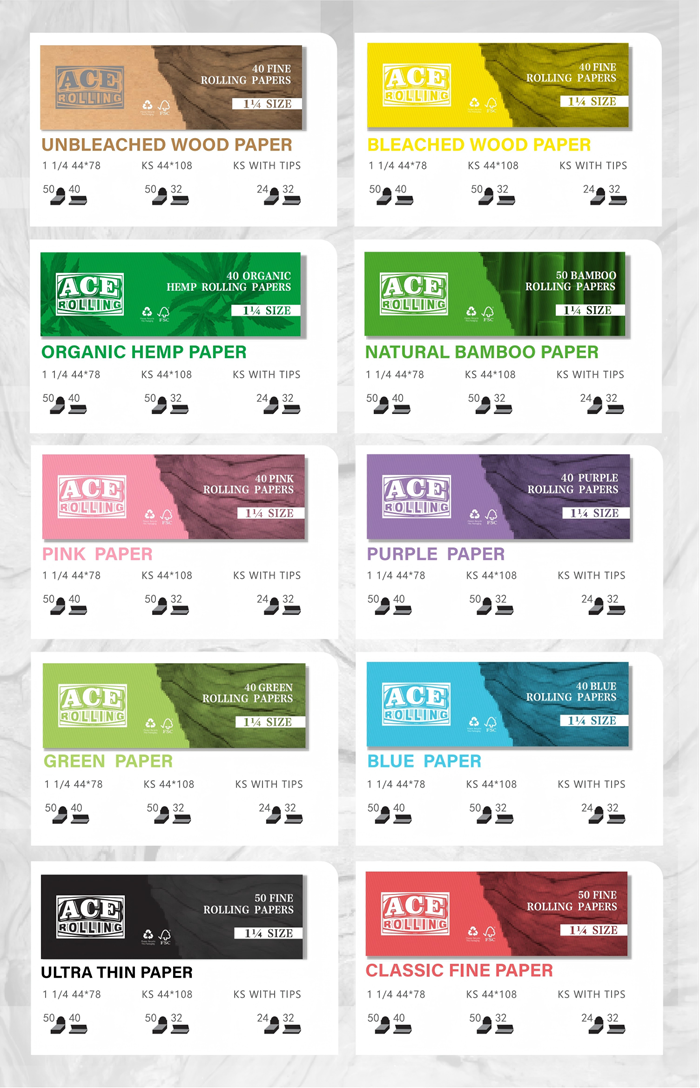 Bleached Filter Paper 108mm Green Rolling Paper With Tips 1 Box