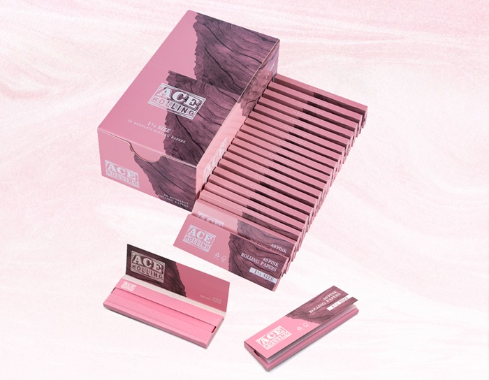 1 1/4 Size Unbleached Wood Pulp Pink Rolling Paper 50 Booklets