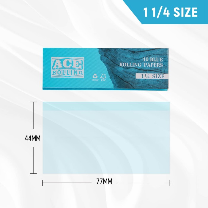 1 1/4 Size Unbleached Wood Pulp Blue Rolling Paper 50 Booklets