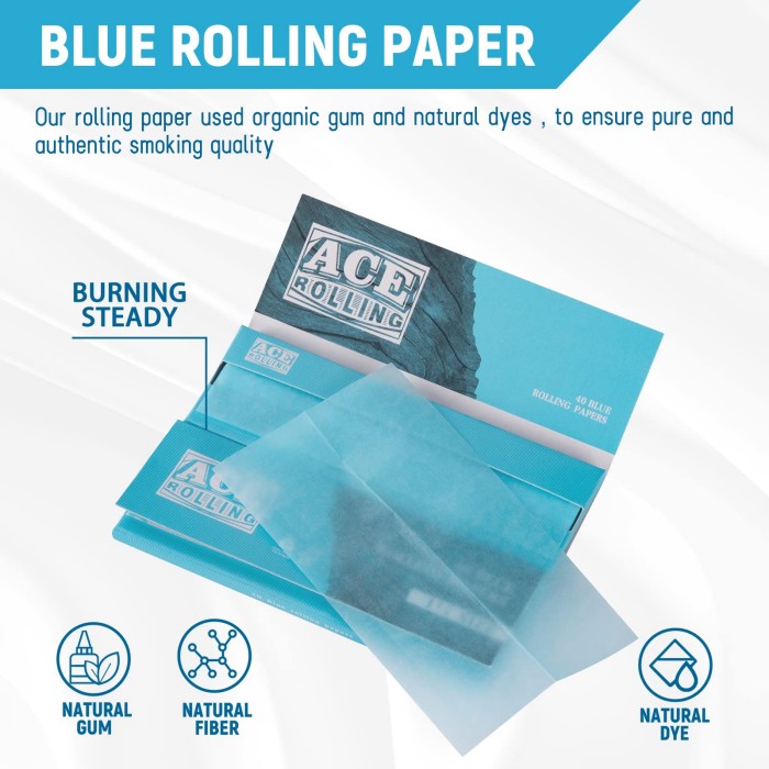1 1/4 Size Unbleached Wood Pulp Blue Rolling Paper 50 Booklets