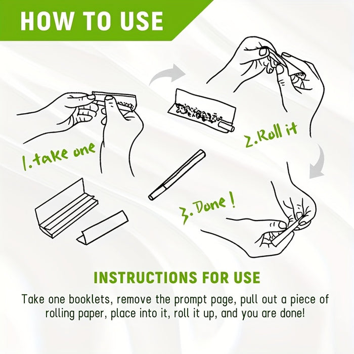 1 1/4 Size Unbleached Wood Pulp Rolling Paper Green 50 Booklets