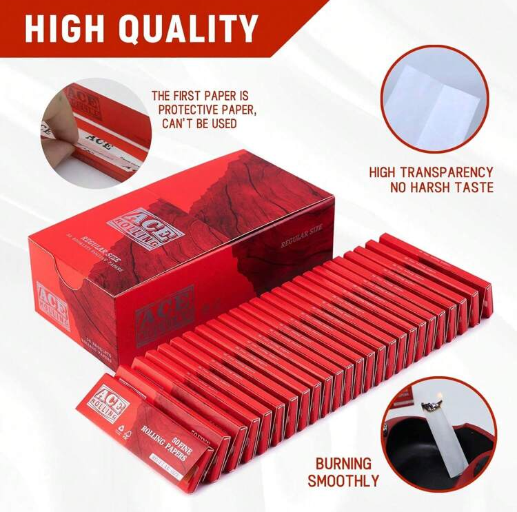 Regular Size White Repse Bleached Cigarette Rolling Paper 1 Box