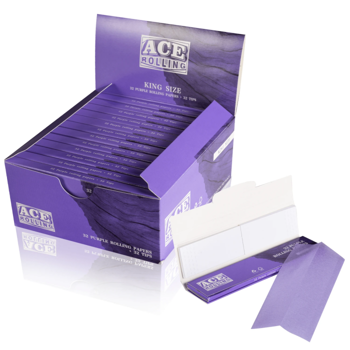 King Size + Tips Smoking Wrapping Papers Purple 24 Booklets