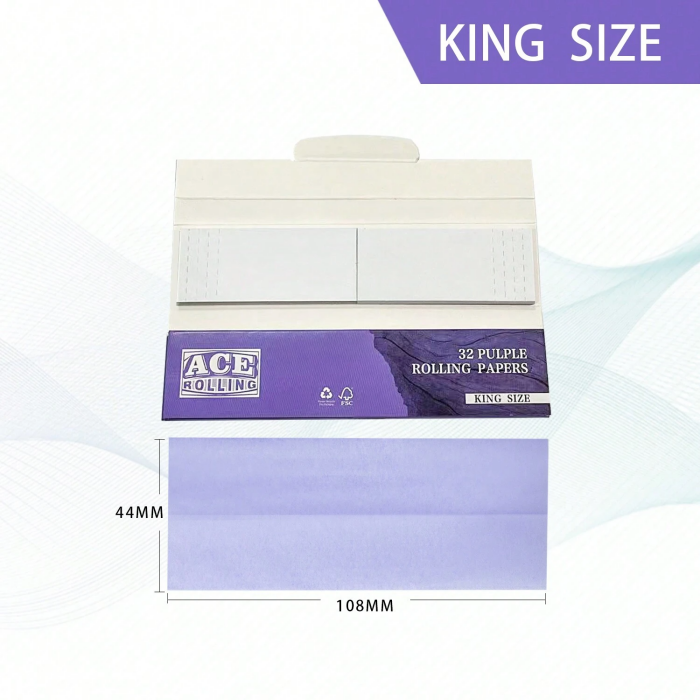 King Size + Tips Smoking Wrapping Papers Purple 24 Booklets