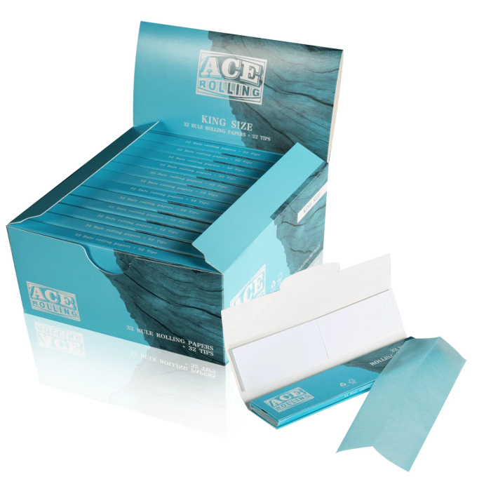 Tobacco Wrapping Paper 108mm Blue Rolling With Tips 1 Box