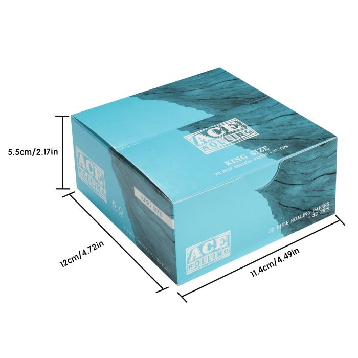 Tobacco Wrapping Paper 108mm Blue Rolling With Tips 1 Box