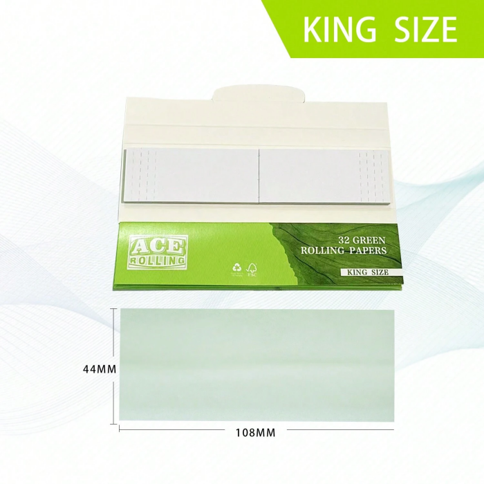 Bleached Filter Paper 108mm Green Rolling Paper With Tips 1 Box