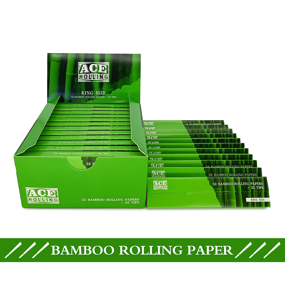 King Size With Tips Natural Bamboo Rolling Paper 24 Booklets