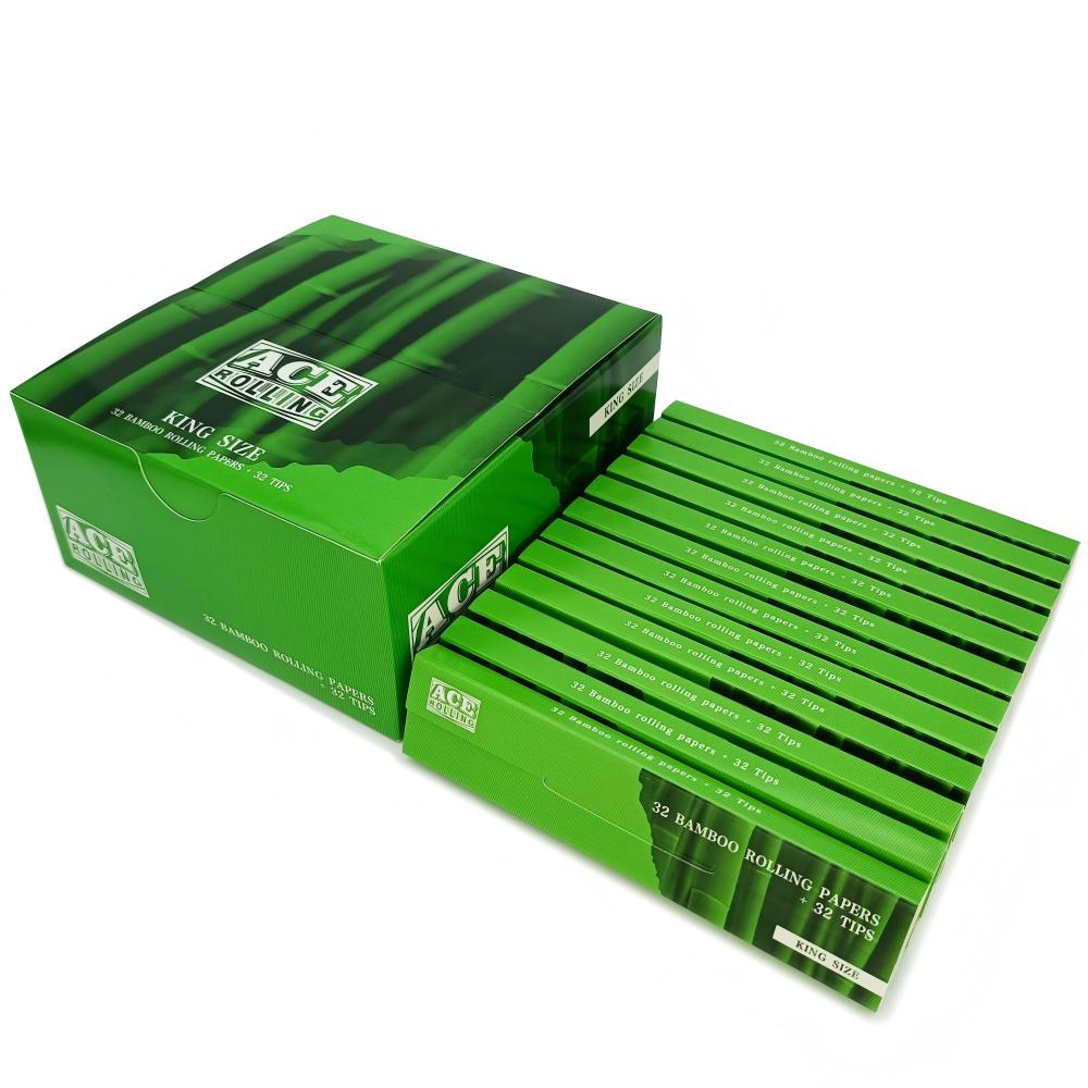 King Size With Tips Natural Bamboo Rolling Paper 24 Booklets