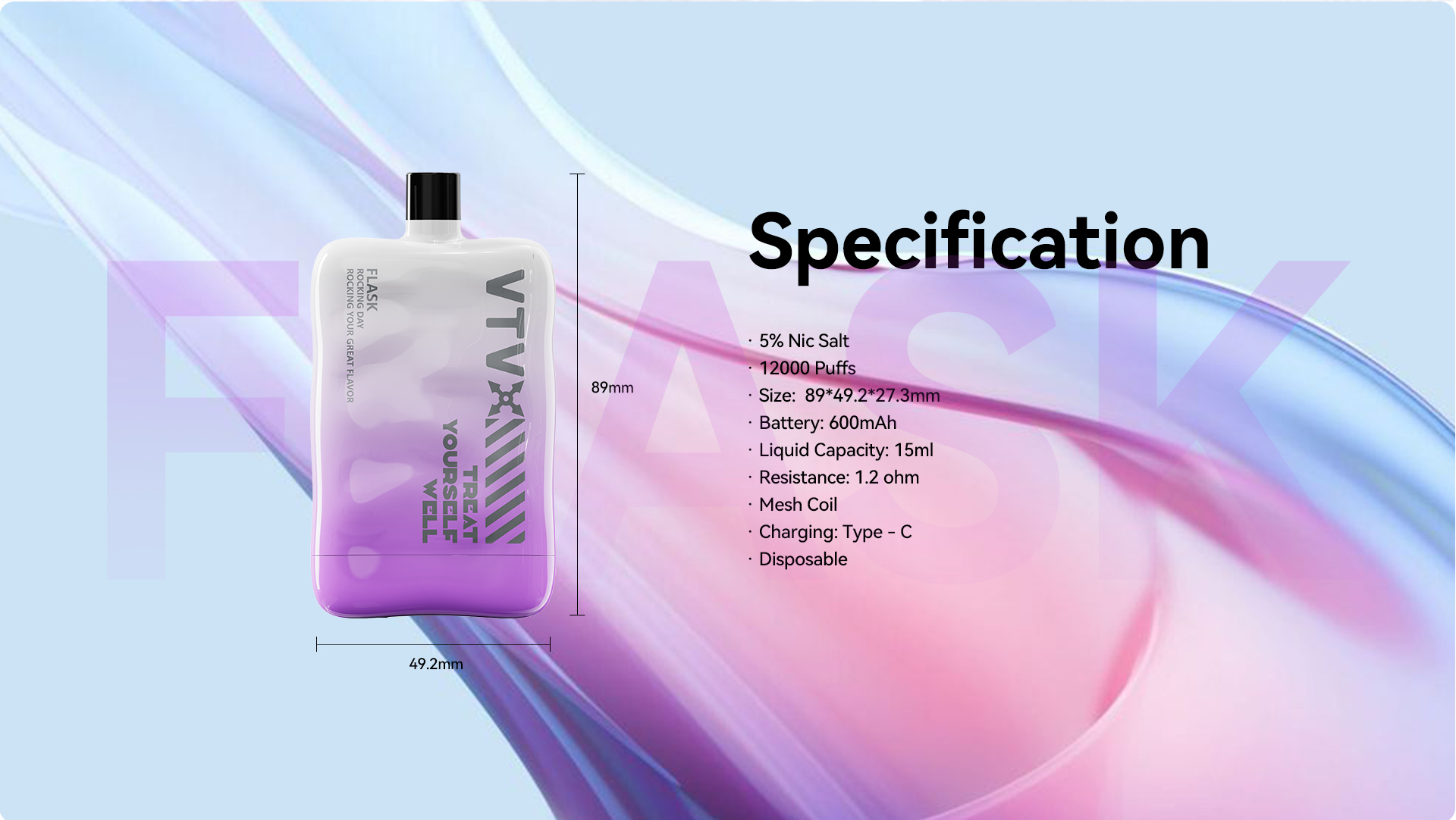 FLASK 12000 Puffs Flavors Disposable Vape Airflow VTV