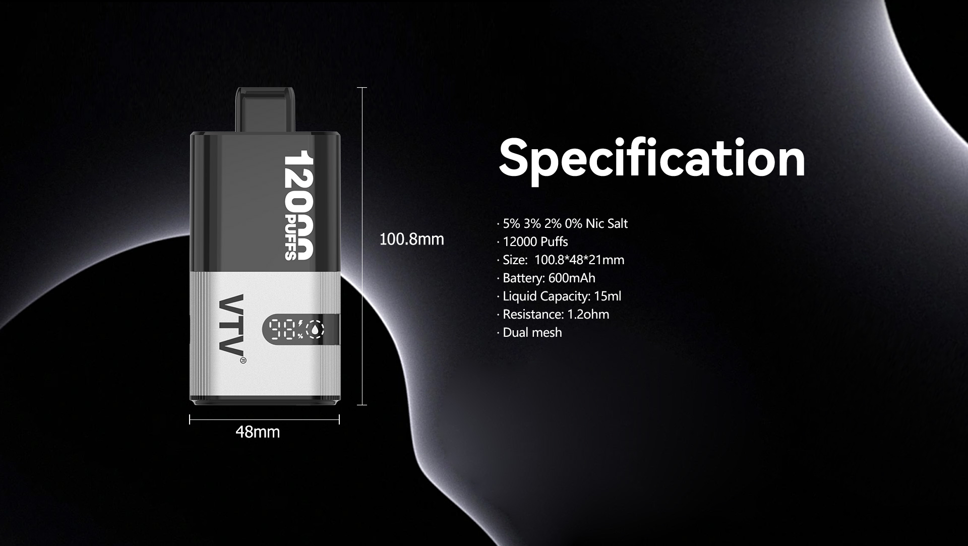 VTV BYS 12000 Puffs Pod System Vape E Cigarette Rechargeable Nicotine 5%