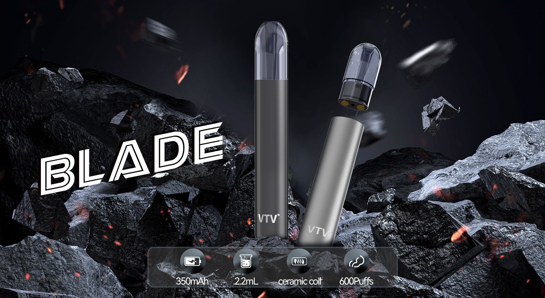 BLADE Connect Pod System Vape 600 Puffs Ceramic Coil With Replaceable 3 Pod