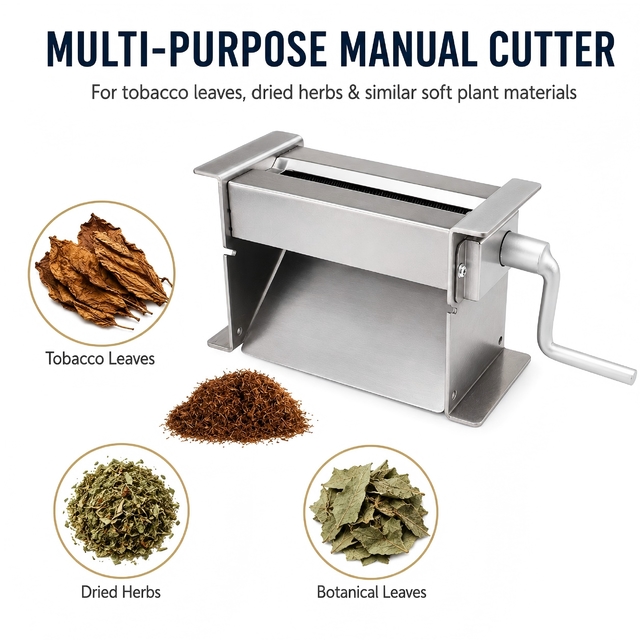 Manual Tobacco Leaf Shredder Stainless Steel Hand Crank Cutter for Dried Herbs and Soft Plant Materials